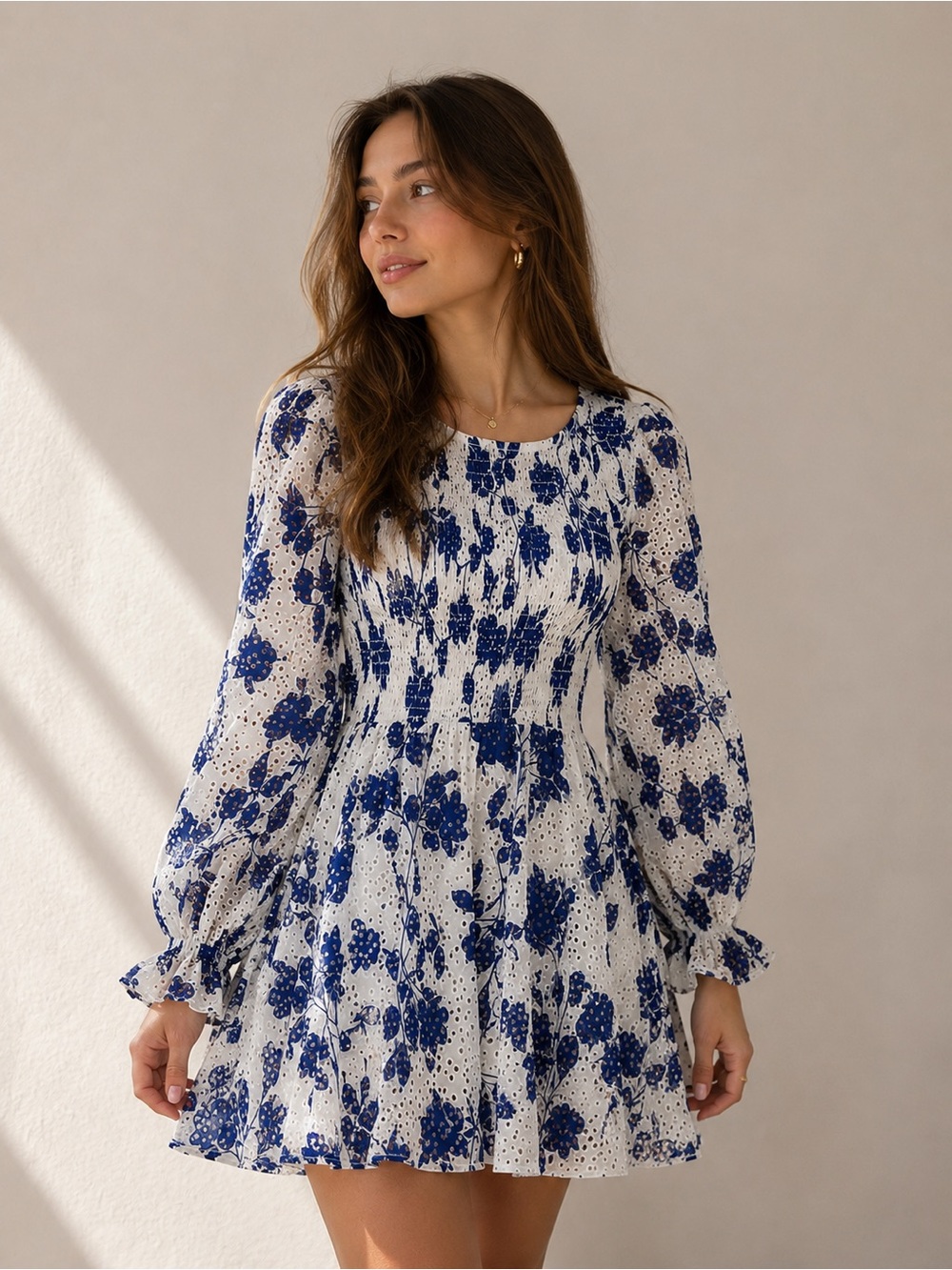 🎉LAST‎ PIECE🎉RACHEL PARCELL Eyelet Smocked Mini Dress